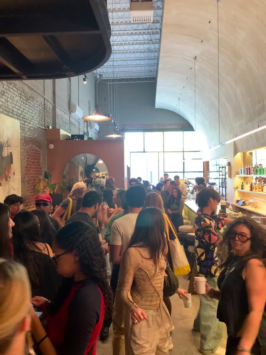 Crowded café venue during a DJ event