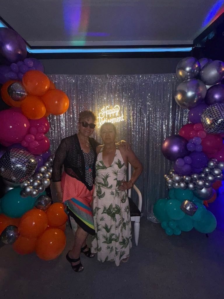 Custom balloon backdrop with neon sign